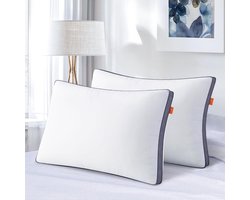 Down Alternative Filling Hotel Quality Pillows 2 Pack - Luxury Pillows for Side Sleepers with Side Grid Design - Machine Washable