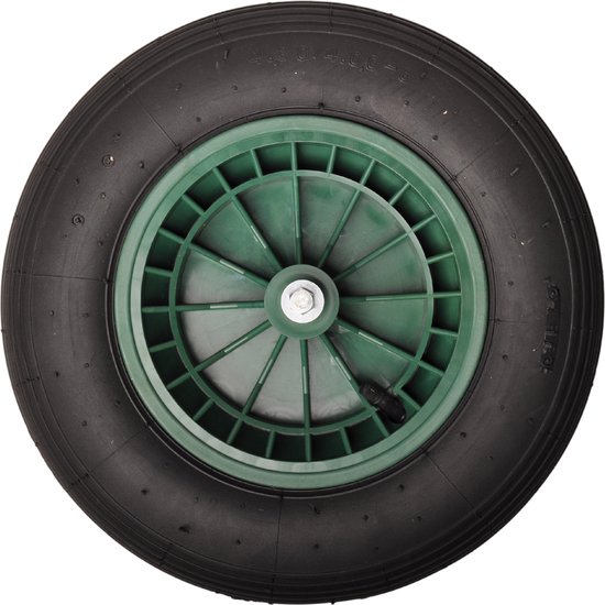 Kruiwagenwiel - 4.00-8 - luchtband en kunststof velg - maximale belasting: 150 kg - asgat/naafdiameter: 20 mm - inclusief rollager