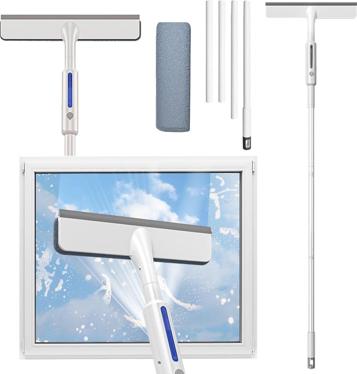 Solacis Ruitenreiniger met steel - Ruitenreinigers - Raamtrekker - Raamwisser met telescoopsteel - Must have om uw ruiten te wassen!