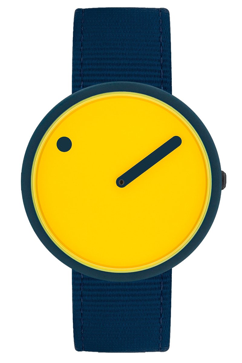 Picto Ocean Ghost Nets Electric Yellow - Navy Blue Designhorloge - Geel Blauw - R44024-R001 - 40mm