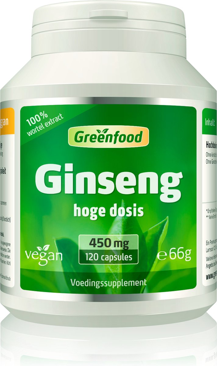 Goedkoopste Greenfood Ginseng (Siberische Ginseng), 450 mg, (min. 0,8 saponinen), 120 capsules, hoge dosering, vegi capsules - Zonder kunstmatige toevoegingen. Zonder genetische manipulatie. Veganistisch.