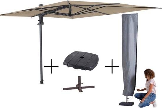 MEGA COMBI DEAL! Madison Parasol Saint-Tropez ecru + voet + hoes