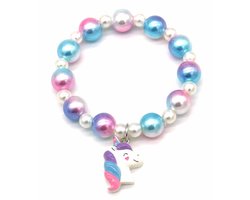 foto van Kralenarmband - bedel - unicorn - multicolor - kralen - parels - meisjes - kinderen - cadeau - feest - verjaardag - tijdloos - hip