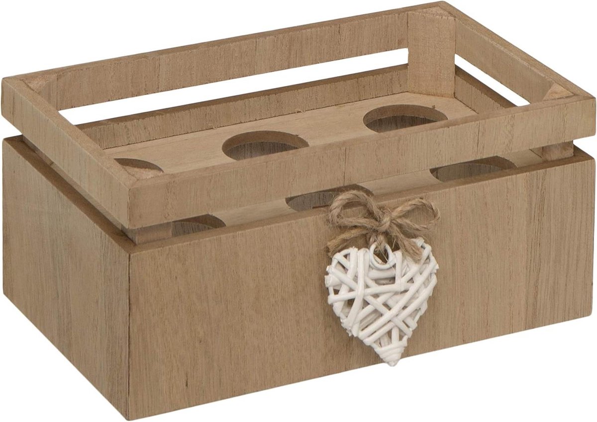 Maturi H315 Geweven Hart Houten Krat - Half Dozen Eieren - Duurzaam Hout