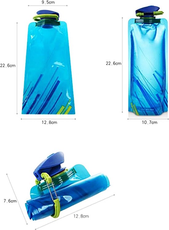 Sacs à eau réutilisables - Sac à eau - Bouteille d'eau - Festival - Durable - Pliable - 4 pièces
