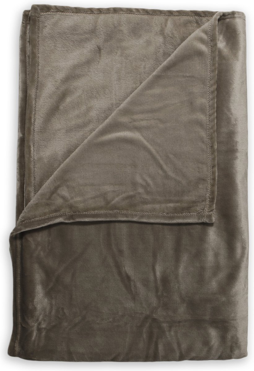 Zohome Plaid Cara - Warme deken voor op de bank - Zacht - 140x200 cm - Taupe