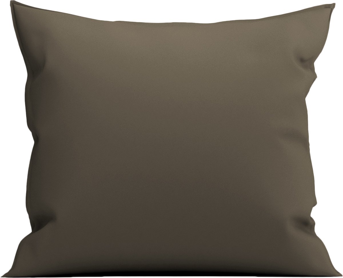 Yellow Kussensloop Percale - Kussenhoes van 80x80 cm - 1 stuk - 100% Katoen-Perkal - Taupe
