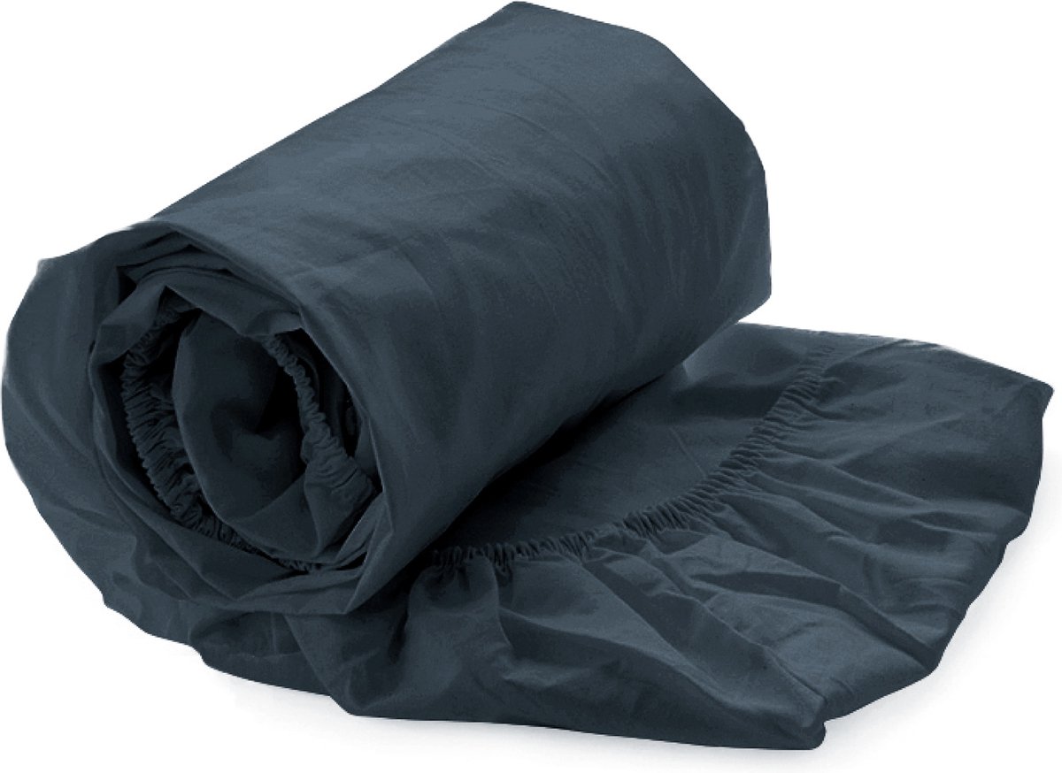 Heckettlane Hoeslaken Elementi - Onderlaken voor tweepersoonsbed - 180x200 - 100% Katoen-Satijn - Blauw