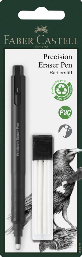 Faber-Castell gumpen - Precision - zwart - inclusief navulgummen - FC-185610
