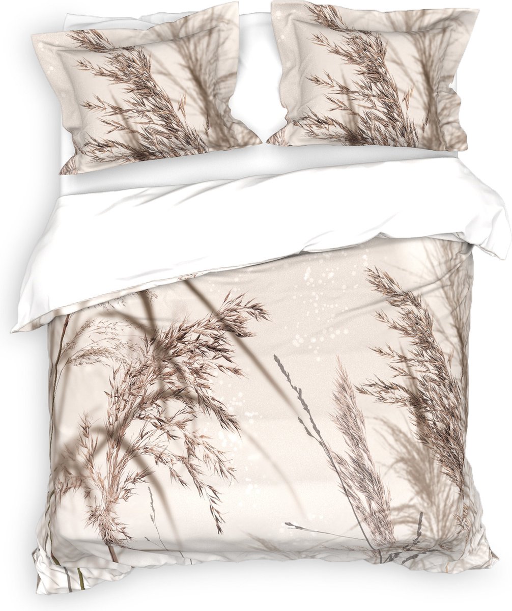 Heckettlane Dekbedovertrek Carlota - Bedlinnen met Natuur print - 240x220 - Grijs - Dekbedhoes van 100% Katoen-Twill