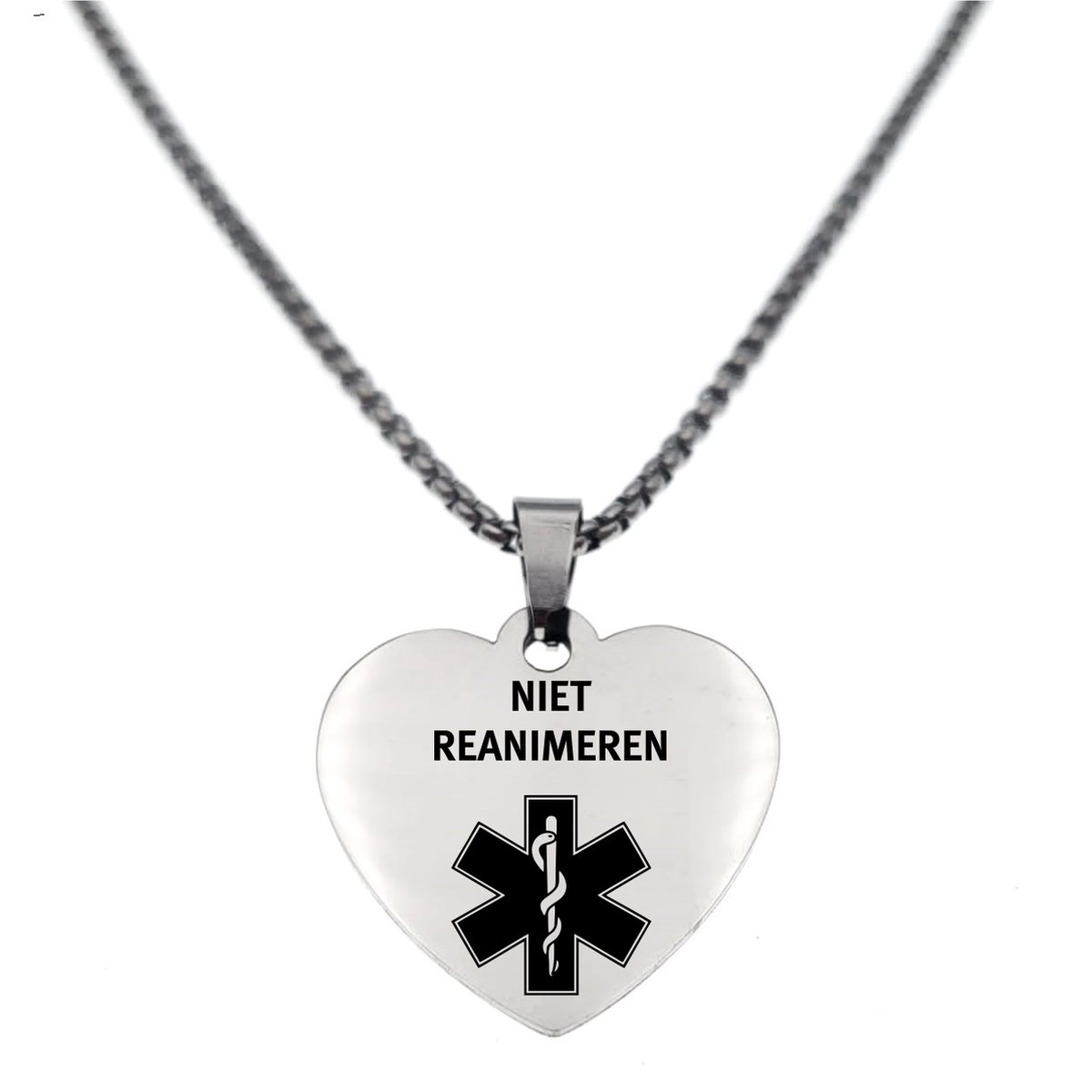 Ketting | Hart | RVS | Zilver | Niet Reanimeren