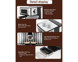 Espresso Apparaat - Geniet Van Barista-Kwaliteit Thuis Met Het LCD Touch Espresso Koffiezetapparaat - Met Semi-Automatische Pomp En Cappuccino Melkopschuimer Voor Perfecte Koffie Ervaringen - Zilverkleurig