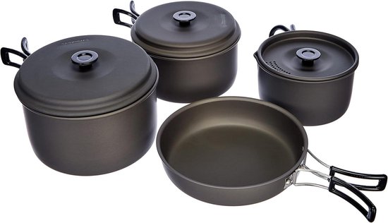 Camping servies trekking servies van aluminium - drie pannen - 2.3 1.5 1 liter - 16 x 20 cm - lichtgewicht camping kookset camping pannenset
