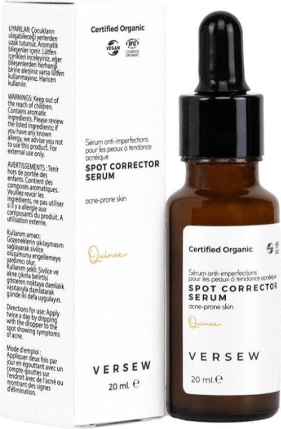 Versew Biologisch veganistisch serum voor donkere vlek en acne behandeling, anti-acne-spot corrector serum, verwijdert vlekken en acne, hydraterende huid (20 ml)