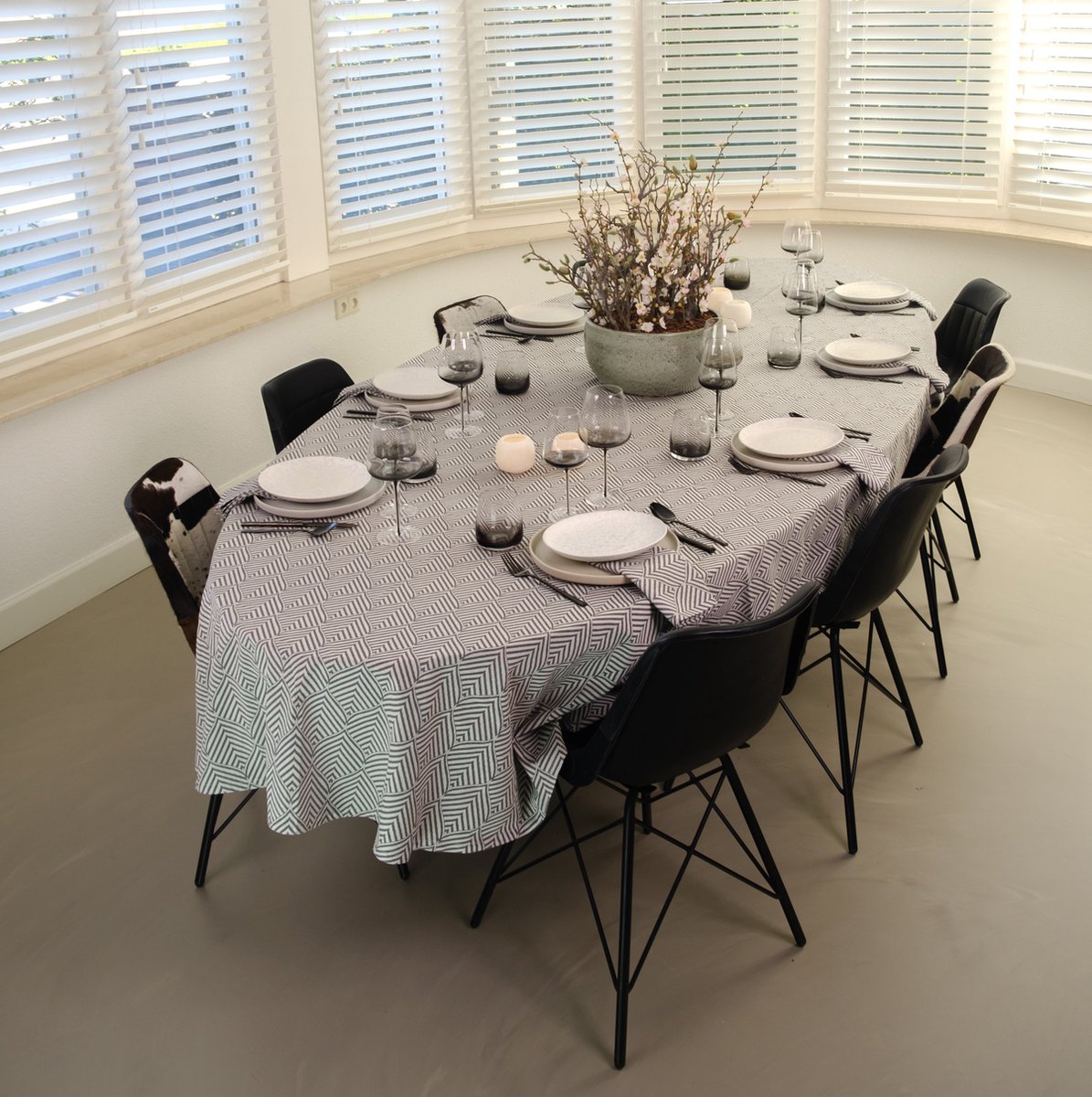 Tafelkleed Evora Zwart-Wit - Rond 200cm