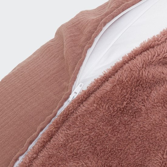 Snoozzz Voedingskussen Zwangerschapskussen Zijslaapkussen Premium kwaliteit - 185 cm - microparel vulling - luxe draagtas - zachte teddy met katoen - Teddy Chestnut van SNOO — afbeelding 3
