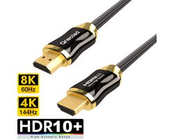 Qnected HDMI 2.1 kabel 0,5 meter - 4K 120Hz & 144Hz - PS5 & Xbox Series X - 48Gbps - Ultra High Speed - Charcoal Black