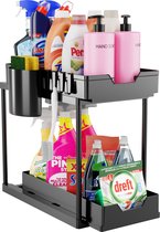 Posity Organiseur d'armoire d'évier – Organiseur d'armoire de cuisine – Organiseur de comptoir – Support de rangement – ​​Support de cuisine – 1 pièce – Zwart