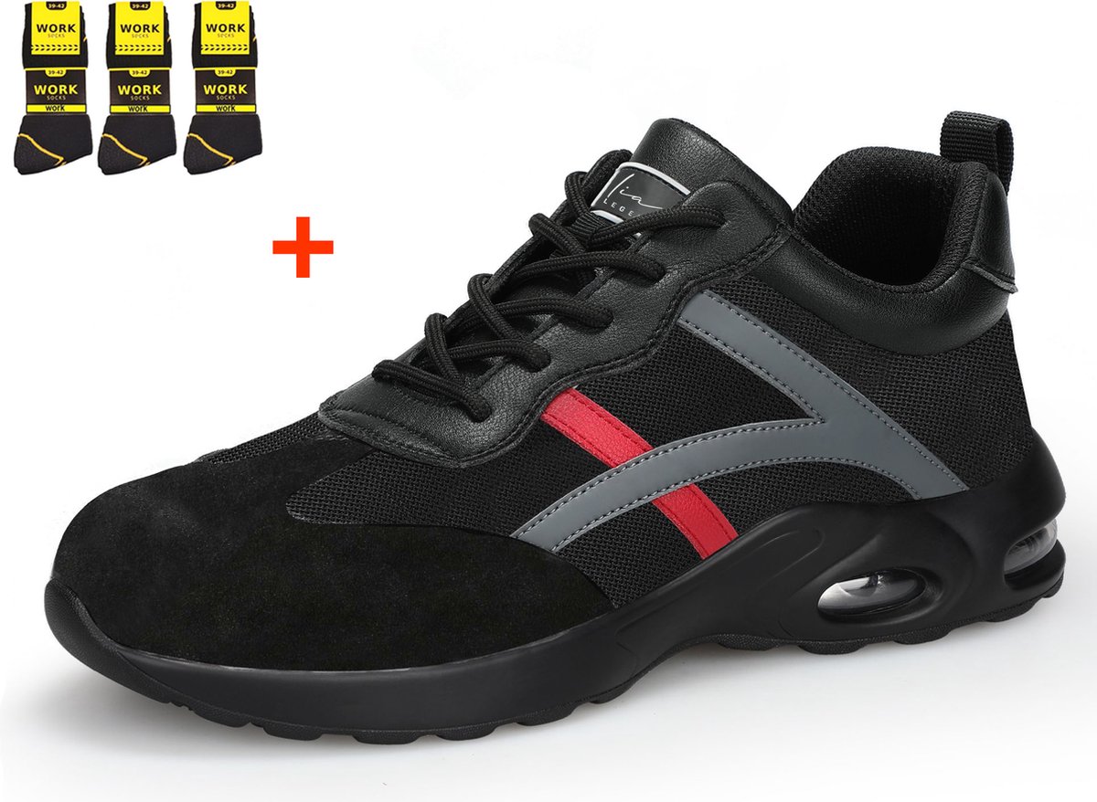 Lia LEGEND ® ULTRA Anti-Slip PRO veiligheidsschoenen heren dames met 3 paar werksokken , sneakers sportief werkschoenen lichte sportieve ademende met stalen neus.