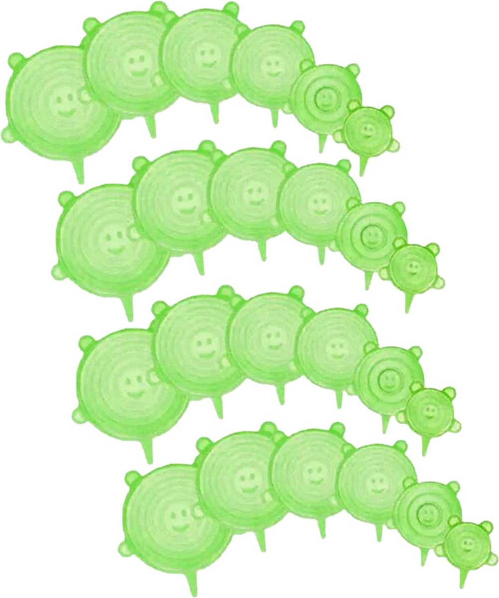 Nivard Afsluitdeksel - Stretch Deksel - Siliconen - Rekbare Deksel - Vershouddeksel - Herbruikbaar - Set - 24 Stuks - Groen