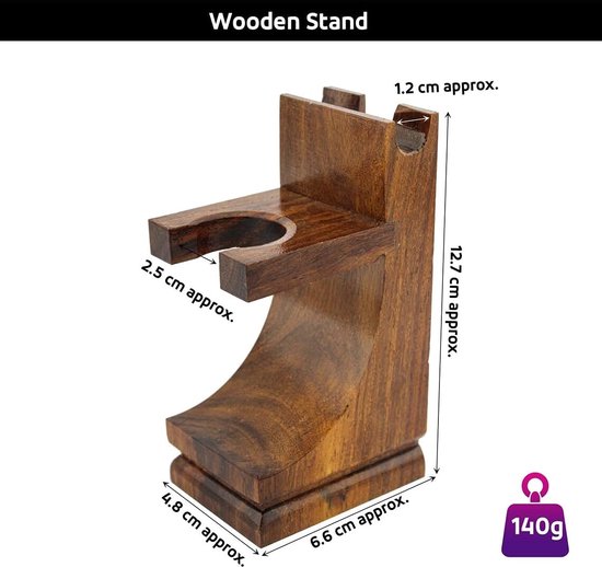 Haryali London Scheerset voor Mannen - 3-delige Houten Scheerset - Professionele Cut Throat Razor Kit - Cut Throat Razor - Scheerkwast - Houten Scheerstandaard - Duurzame Geschenkset
