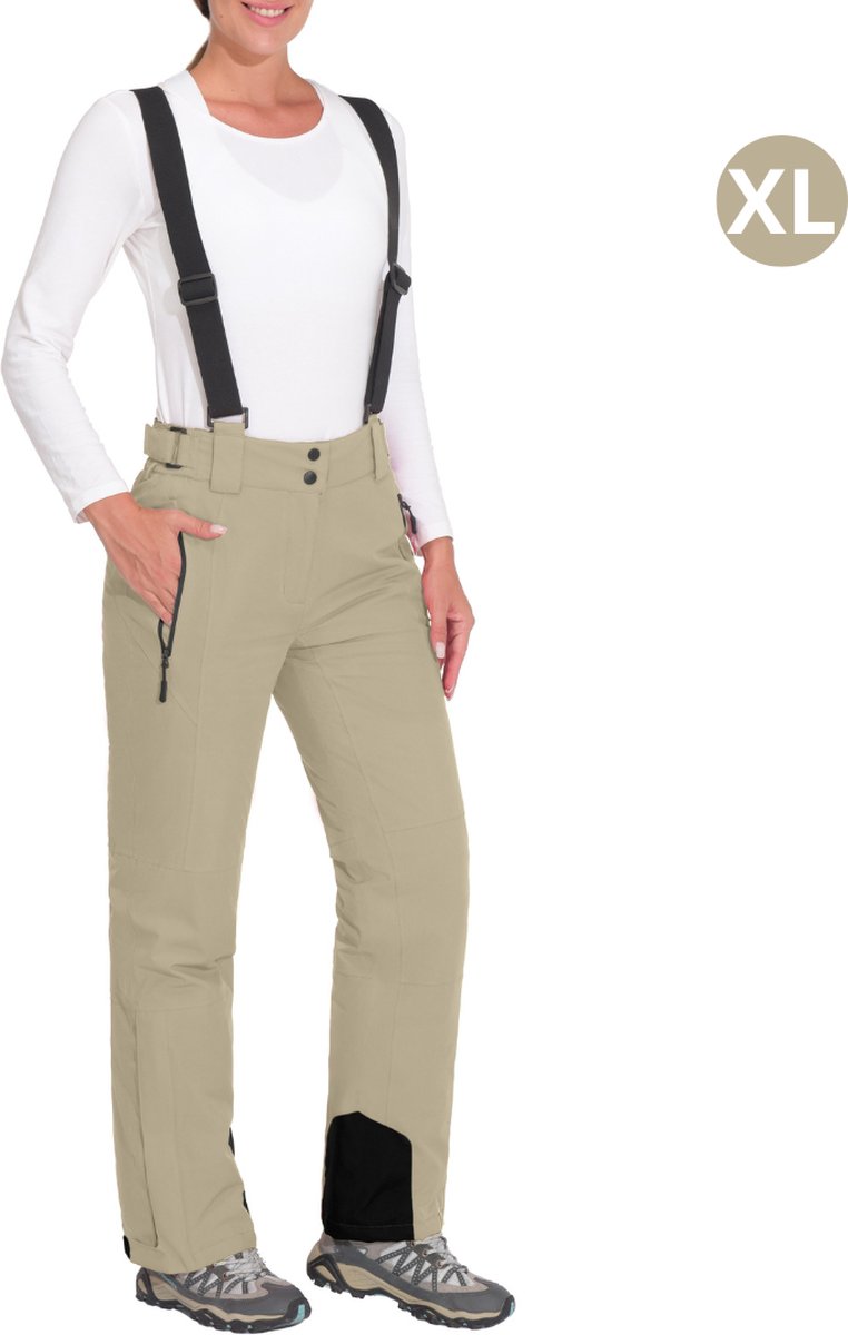 Nivard Skibroek Skipak Snowboard Broek Winterbroek Sneeuwbroek Dames Wintersport Bretels Creme