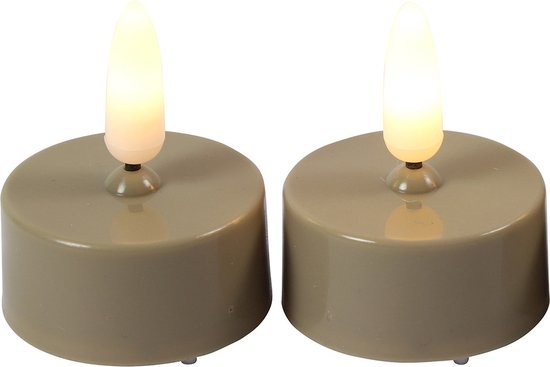 Bougies chauffe-plat LED Countryfield - 2x pcs - beige - avec minuterie - blanc chaud
