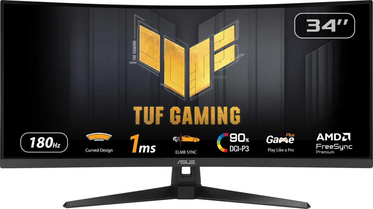 ASUS TUF Gaming VG34VQ3B computer monitor 86,4 cm (34") 3440 x 1440 Pixels UltraWide Quad HD LED Zwart