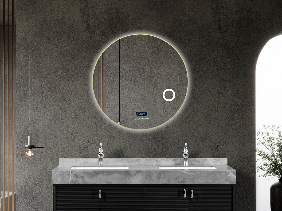 Mawialux LED Badkamerspiegel - Bluetooth - Livia - 80cm - goud