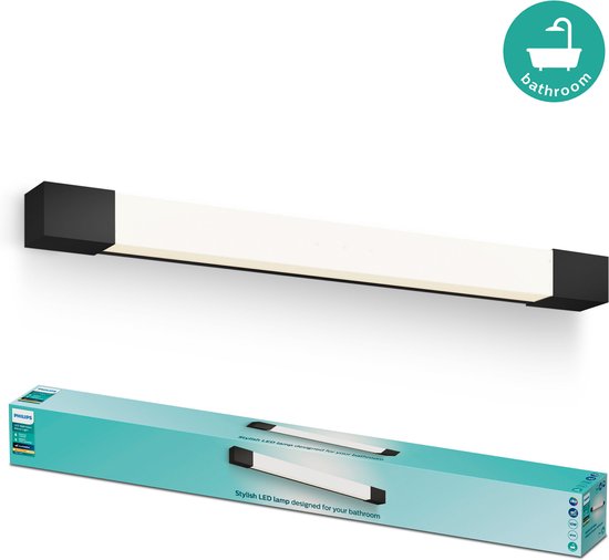 Foto: Philips rover spiegelverlichting spatwaterdicht ip44 10w warmwit licht badkamerlamp cilindervormig zwart