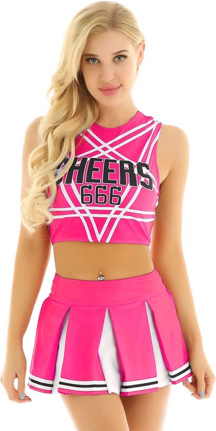 Set pom-pom girl rose - Rok et Haut - Femmes - Festival - Fête - Été - Lingerie - Sexy - Jupe et Haut - Chemise