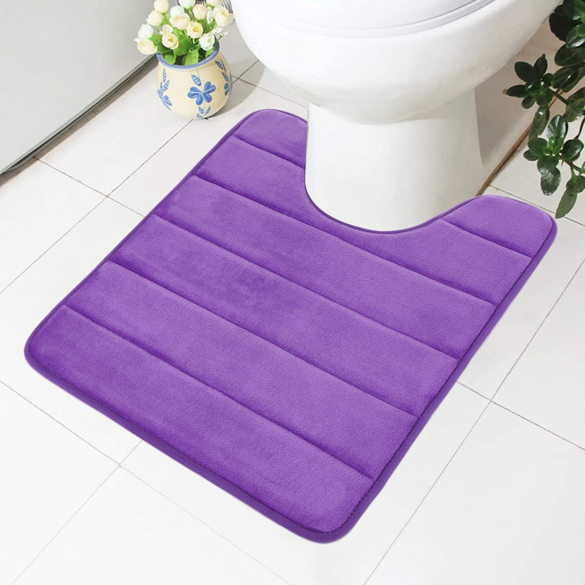 Homaxy - Badmat van traagschuim - Antislip onderkant - Zacht, waterabsorberend - Voor WC en badkamer, Traagschuim, lila, 50 x 60 cm