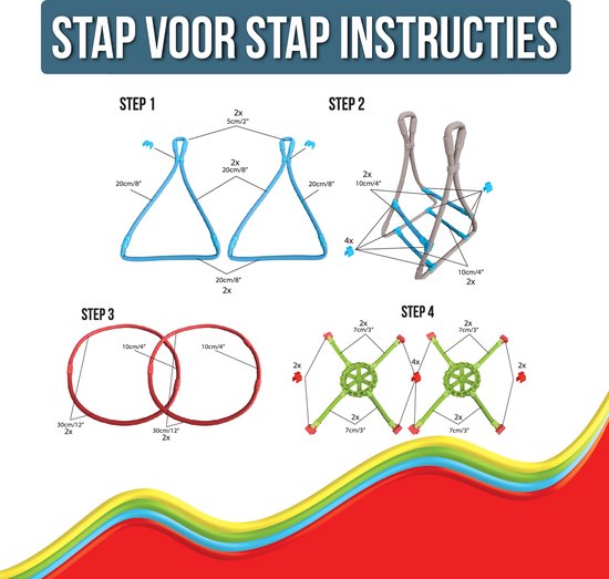 Spaghetteez - Fusilli Wheel - Flexibele Bouwstaafjes - Speelgoed 5,6,7,8 Jaar Jongens en Meisjes- Constructie Speelgoed- Montessori Speelgoed- Educatief Speelgoed