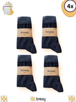 Loxxey® - Katoen - 4 Paires - Homme & Femme - Sans couture - Taille 39-42 - Bleu foncé + Filet de lavage 33x22cm