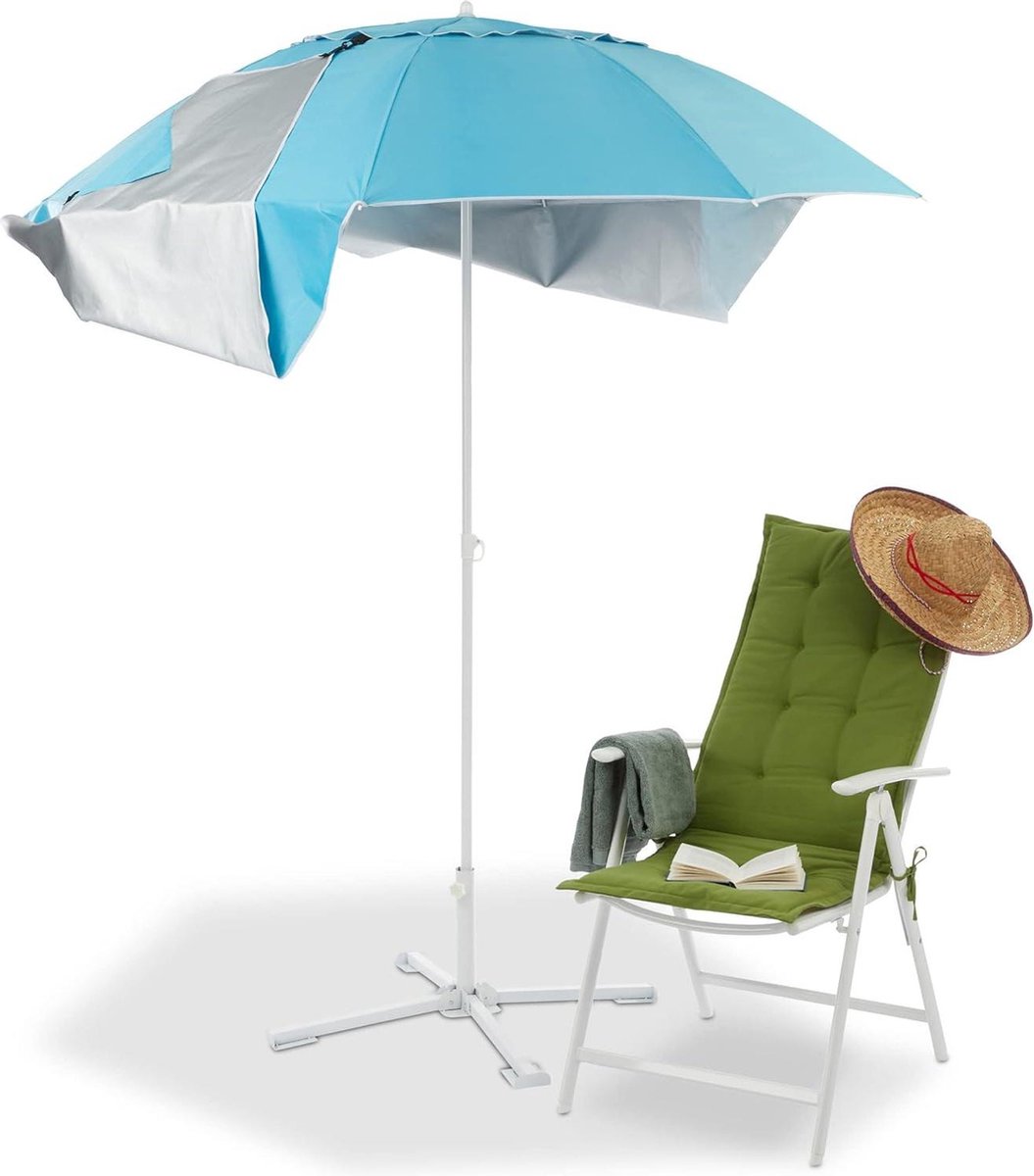 Strandtent parasol 2 in 1 - SPF 50+ - 210 x 180cm - zonnebescherming - blauw