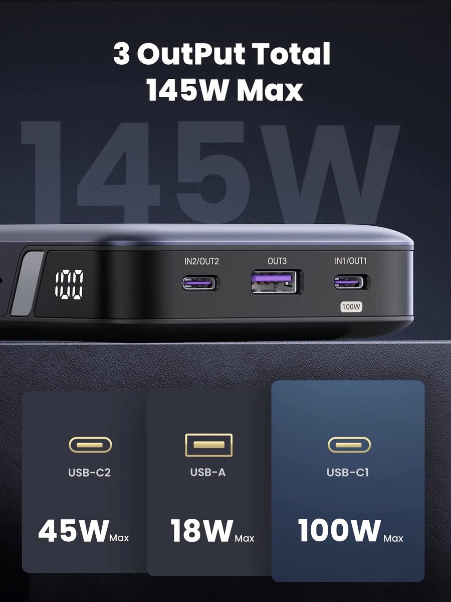Aenllosi - Funda para Ugreen Nexode 145 W, batería externa de 25000 mAh, 90597 A, banco de energía, no incluido, Ugreen Nexode Power Bank, color negro (sólo estuche