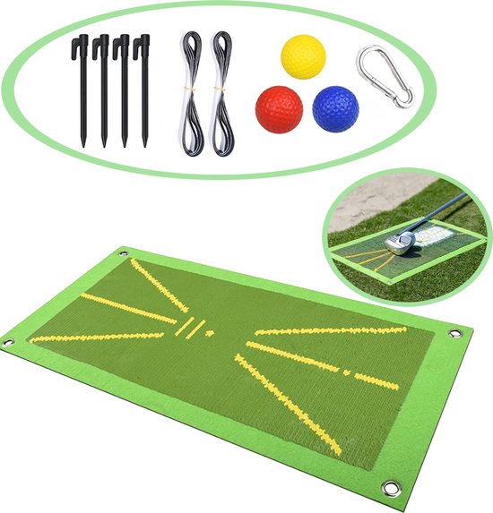 Foto: Golf swing training mat set divot mat golf swing trainer impact mat complete set incl golfballen golf practice mat golfmat indoor outdoor golf oefenmat golf swing verbeteren 