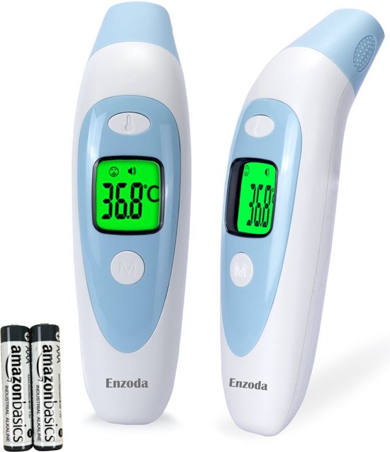 Foto: Enzoda thermometer oorthermometer baby s kinderen en volwassenen koortsthermometer infrarood thermometer inclusief 2 batterijen