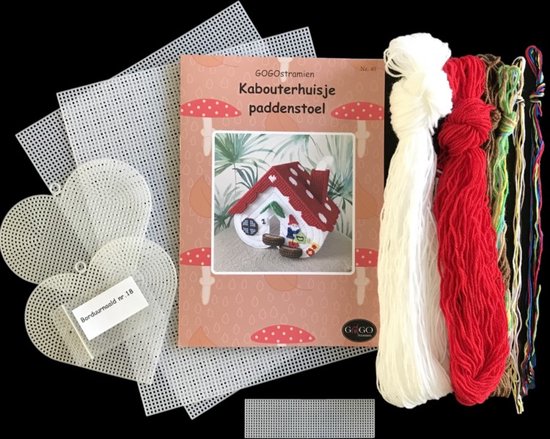 Foto: Gogostramien plastic stramien borduurpakket kabouterhuisje paddenstoel