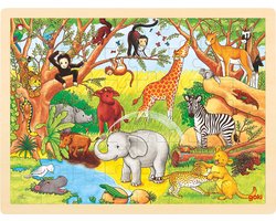 GOKI Puzzel - Afrika - 48 Stukjes - 40X30X0,8Cm - Hout - 3 Jaar
