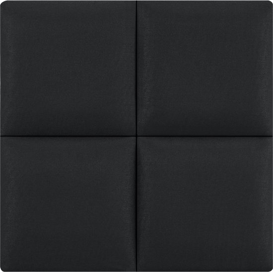Panneaux muraux rembourrés Carpino lot de 4 tissu 30x30 cm noir [neu.haus]