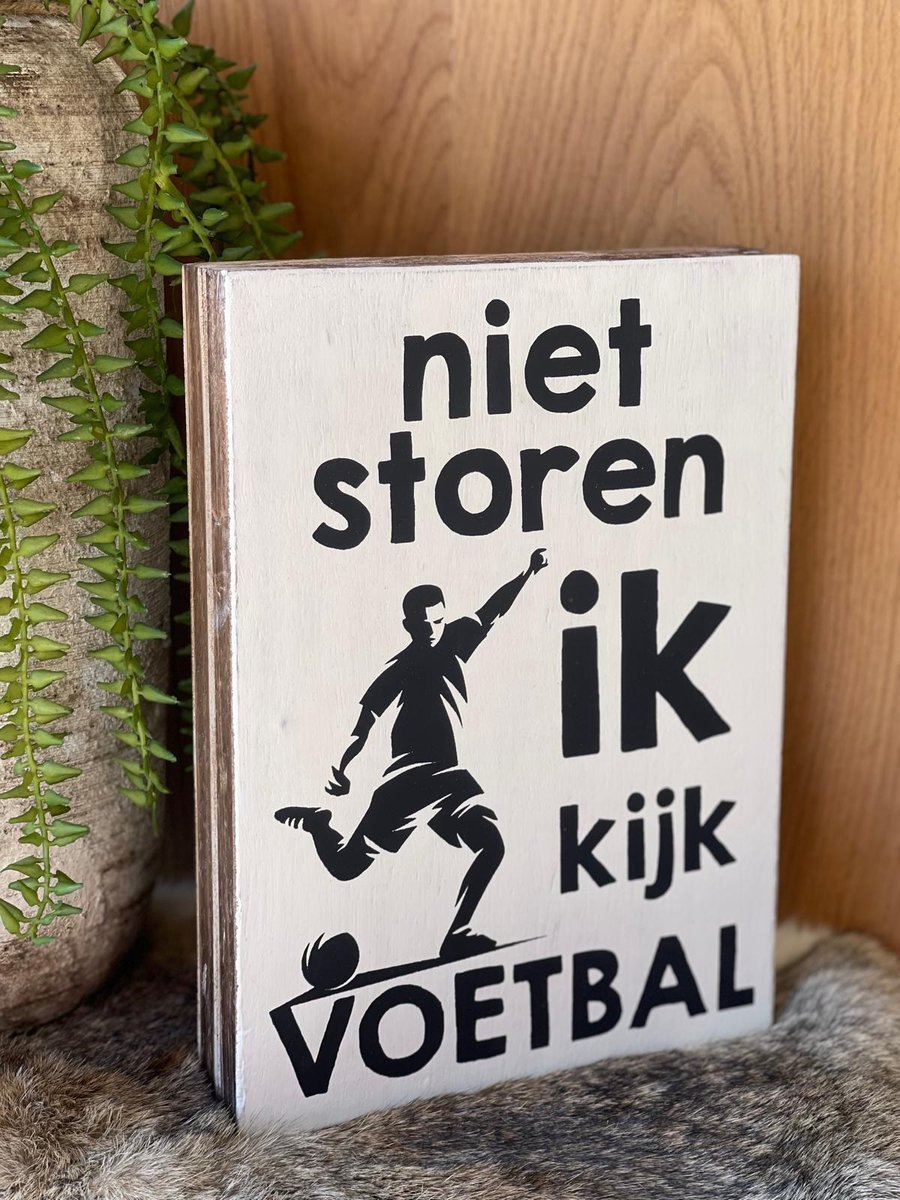 Tekst blok Niet storen ik kijk voetbal wit EK cadeau