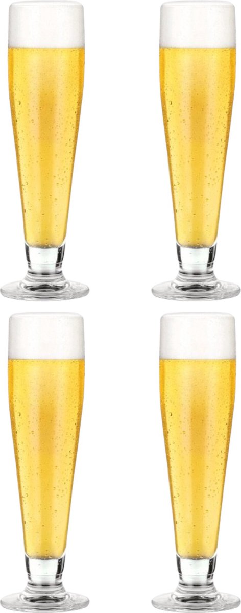 Professionele Bierglazen (4 stuks) 260ml (Met Voet) Bierglas Bier Glas 26cl 0.26L Pils Glazen set Hoogwaardige Kwaliteit Vaasje Speciaal Bier Weizen