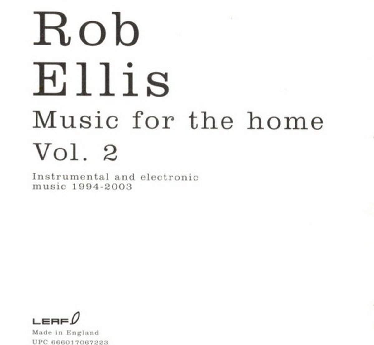 Rob Ellis - Music For The Home Volume 2 (CD)