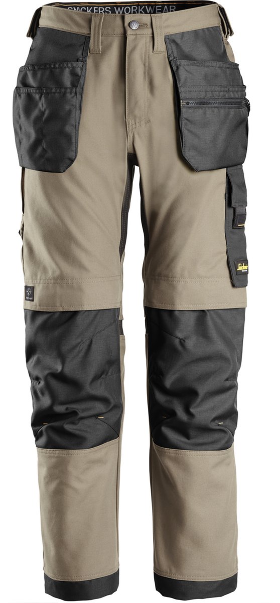 Snickers 6224 AllroundWork, Canvas+ Werkbroek met Holsterzakken - Khaki/Zwart - 46