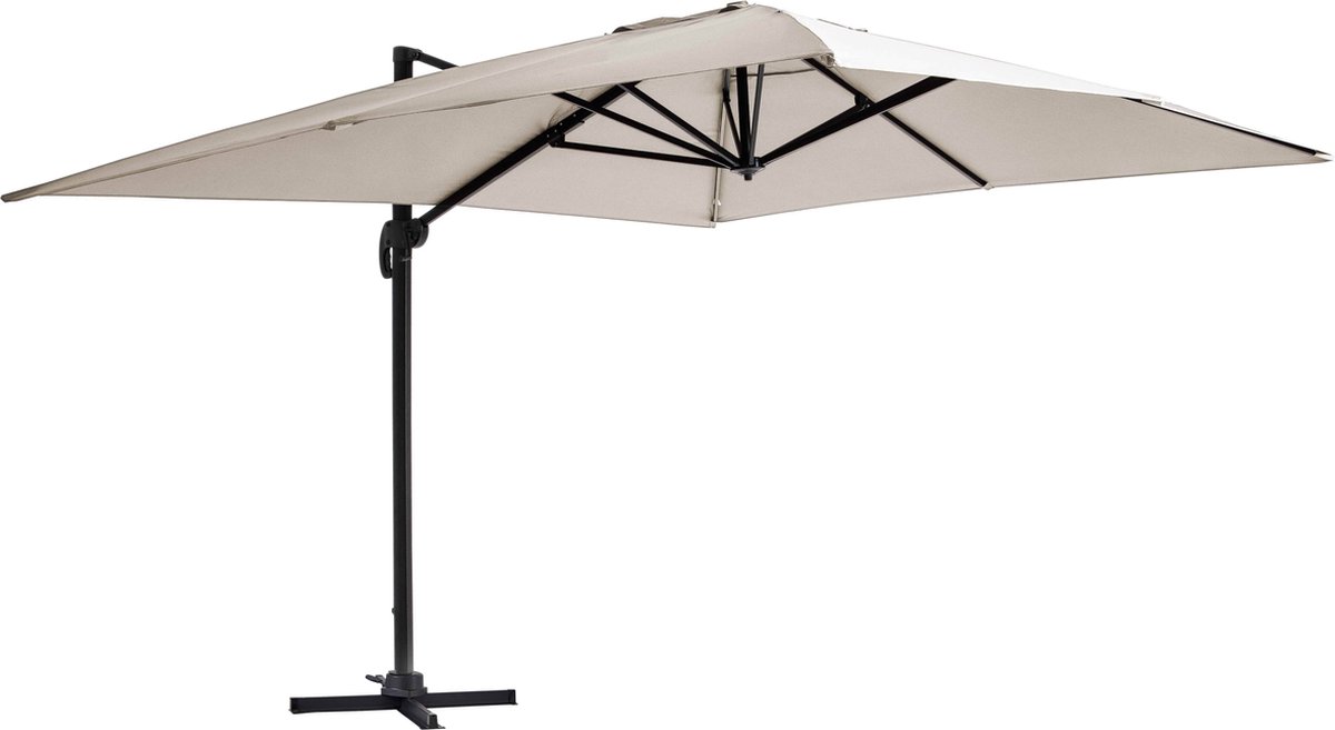 Verstelbare crèmekleurige aluminium parasol van 3x4 meter van Oviala.