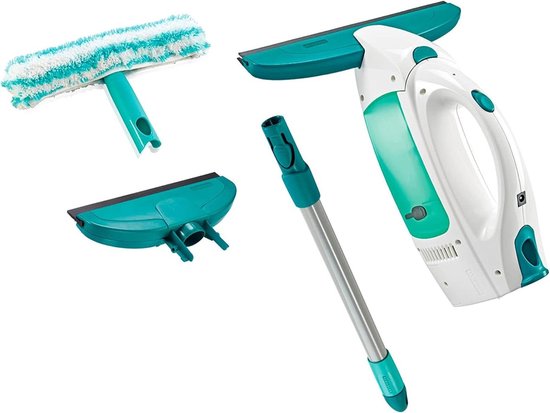 Leifheit Dry & Clean raamzuigerset met 43 cm steel en micovezel inwasser, 35 minuten gebruiksduur, elektrische accu raamzuiger, Click System compartibel