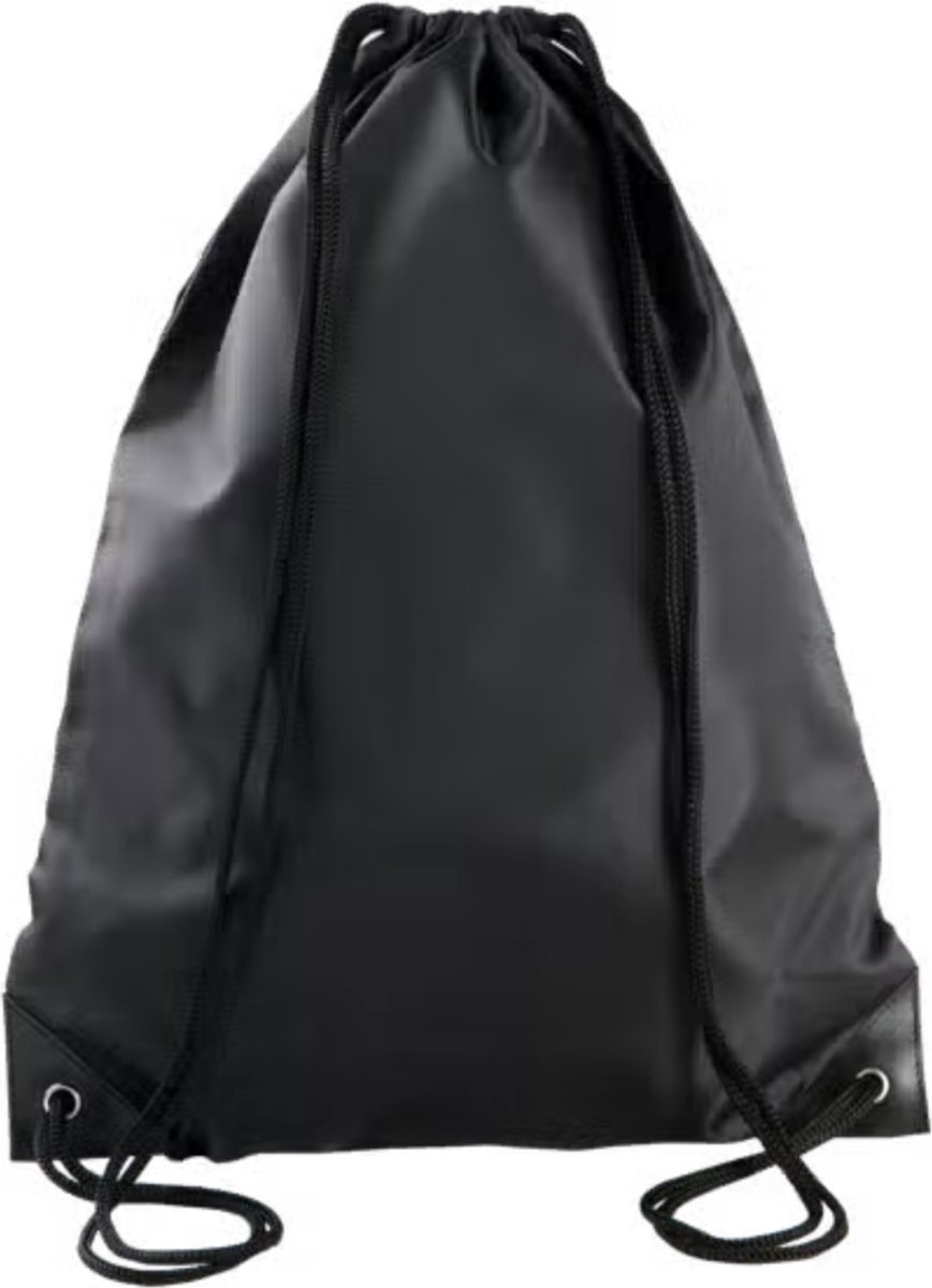 Rugzak/Gymtas/Sporttas/Zwemtas met draagkoordjes KI0104, 34x 44 cm, 13 L, kleur Zwart