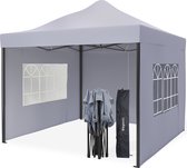 Bol.com LifeGoods Partytent - 3x3 m - Zijwanden - Easy Up - Paviljoen - Opvouwbaar - Waterdicht - Draagtas met Wieltjes - Donker... aanbieding