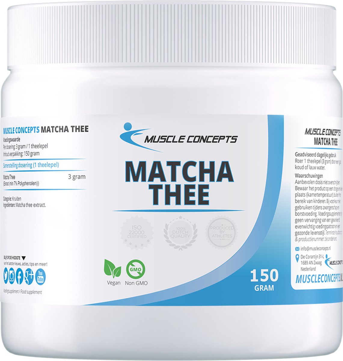 Goedkoopste Matcha Thee poeder | Muscle Concepts - Exclusieve groene thee - Superfood - 150 gram